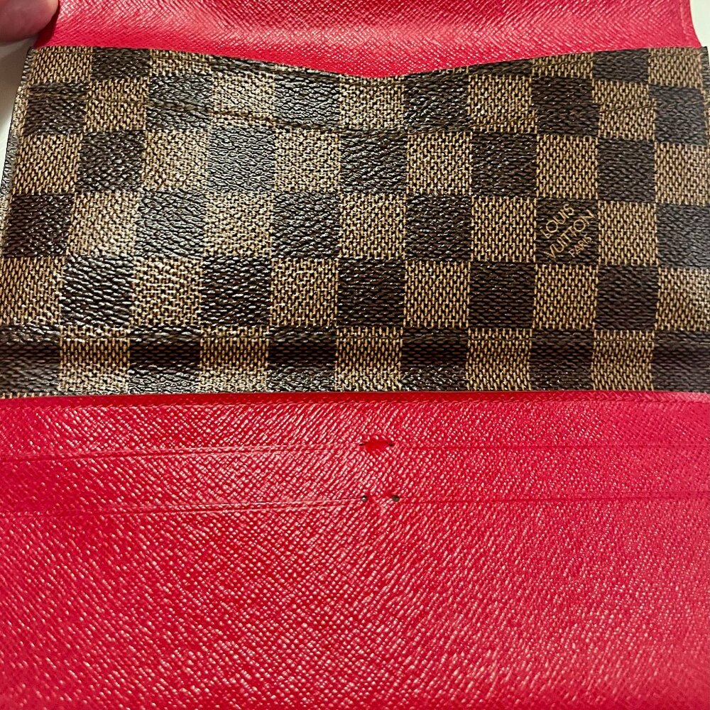 Louis Vuitton Josephine Wallet Damier Ebene Red Wallet + COA - Picture 6 of 13